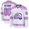 Mænd NHL Colorado Avalanche Trøje Tilpasset 2024-25 Fanatics Hockey Fights Cancer Practice Hvid